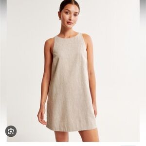 Abercrombie & Fitch Cream Sheath Mini Dress Mock Neck Sleeveless with pockets